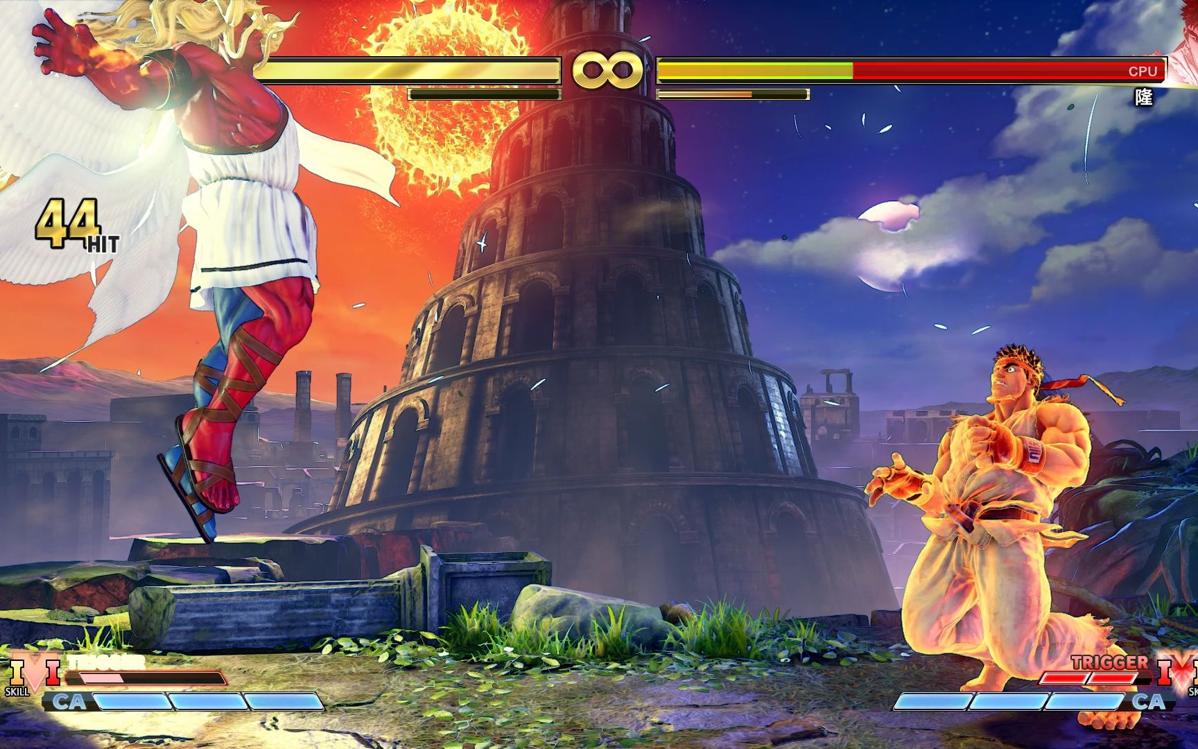 街霸5 刚刚入坑的新手搓一波儿吉尔最强连招(血条消失之术)