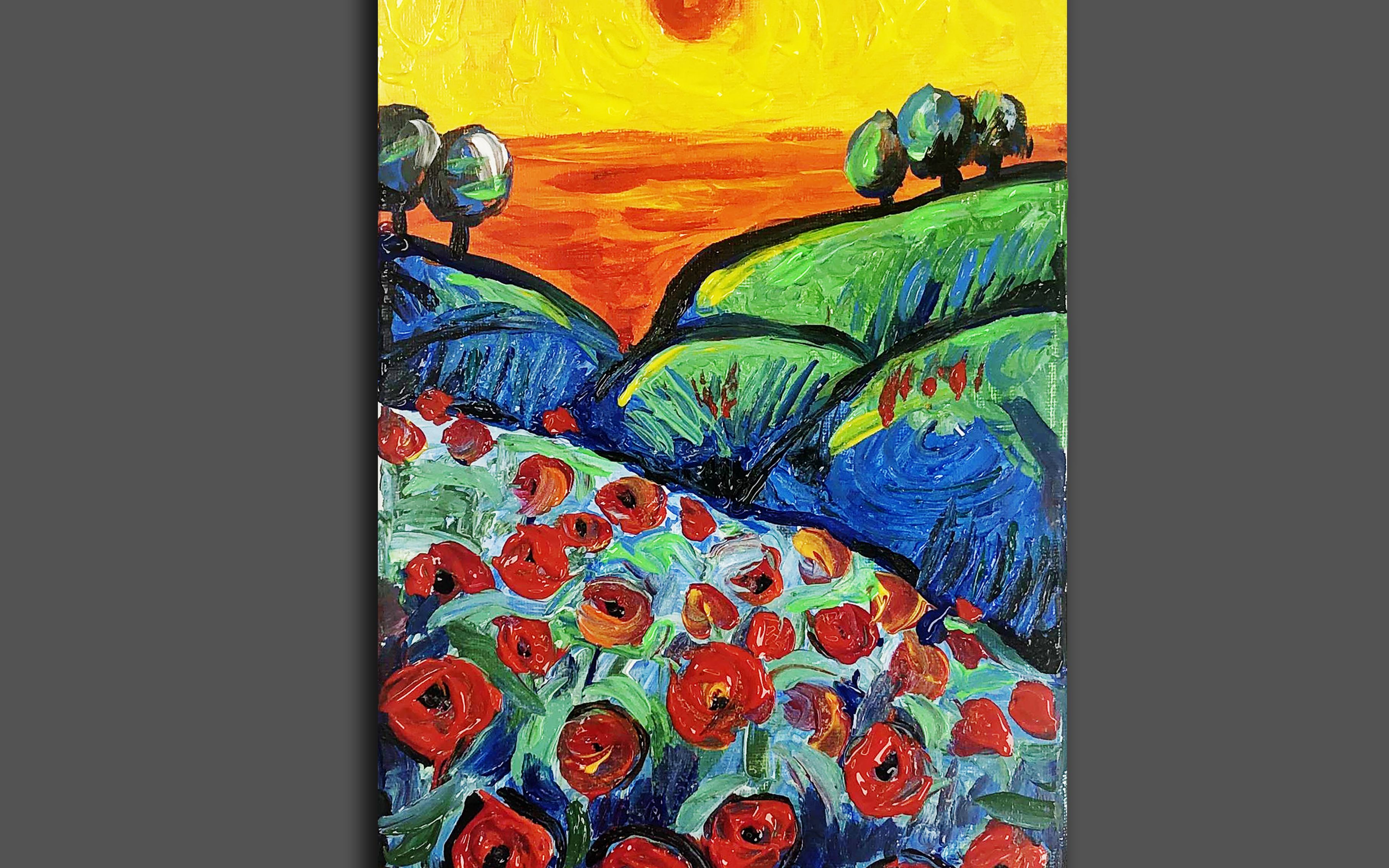 画玫瑰花田园风景挑战diy创意绘画丙烯画手绘绘画技巧