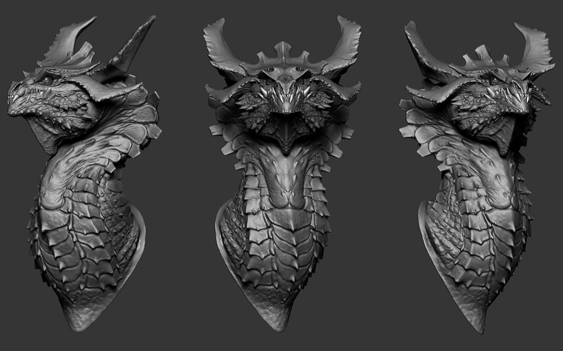 【zbrush新手教程】次世代zb雕刻龙头教学!