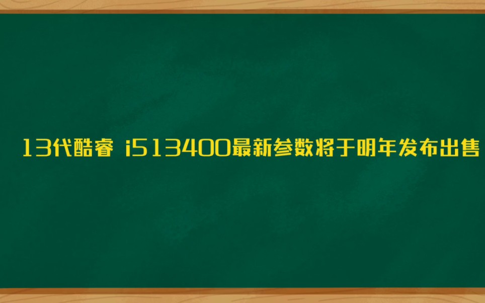 13代酷睿处理器i513400最新参数将于明年发布出售哔哩哔哩bilibili