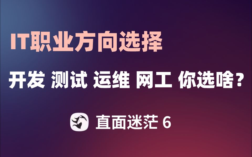 IT职业方向选择:开发 测试 运维 网工 那个才是版本之子?哔哩哔哩bilibili