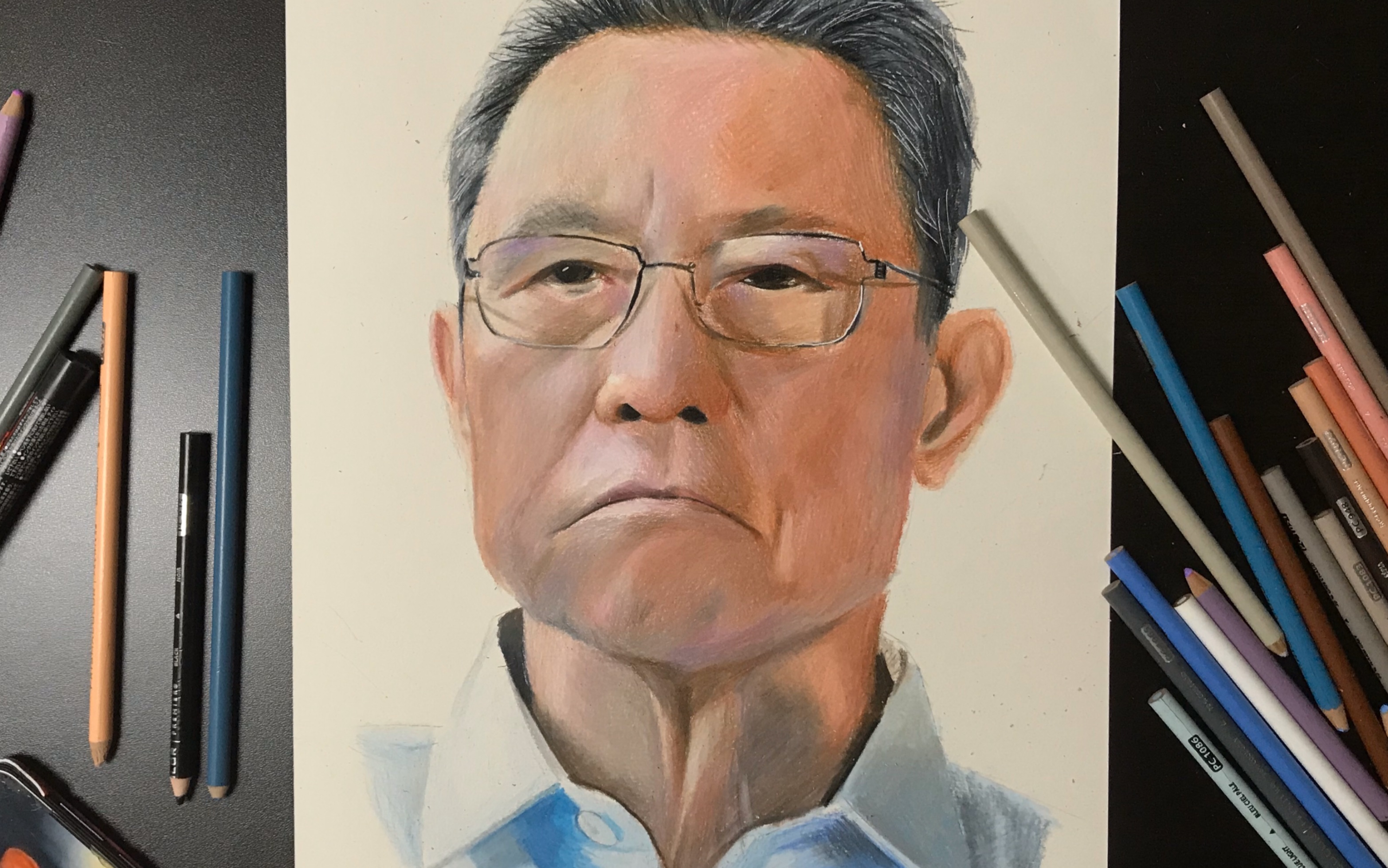 彩铅手绘国士无双钟南山 致敬每一位平凡的英雄_哔哩哔哩_bilibili