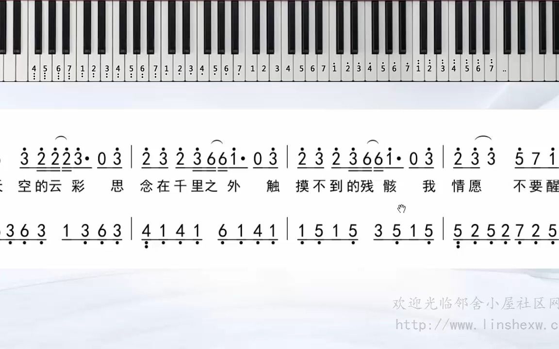 去年花开钢琴曲 钢琴简易简谱独奏