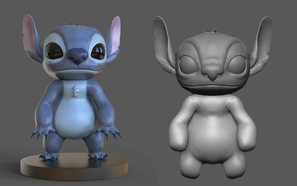 【zbrush卡通建模教程】"史迪仔"全身手办模型建模渲染全流程讲解,3d