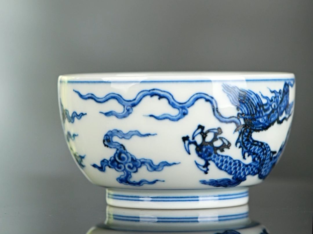 良朋怀古霸王龙杯 景德镇青花手绘茶具