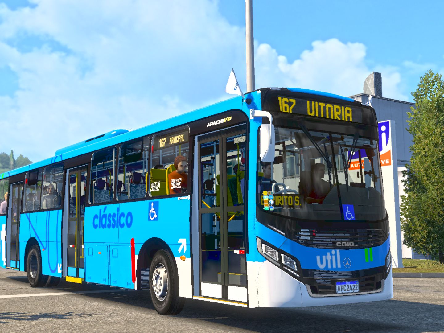 【欧卡2】奔驰巴士,这一款巴士自带电显 模组很精致开着极其舒适