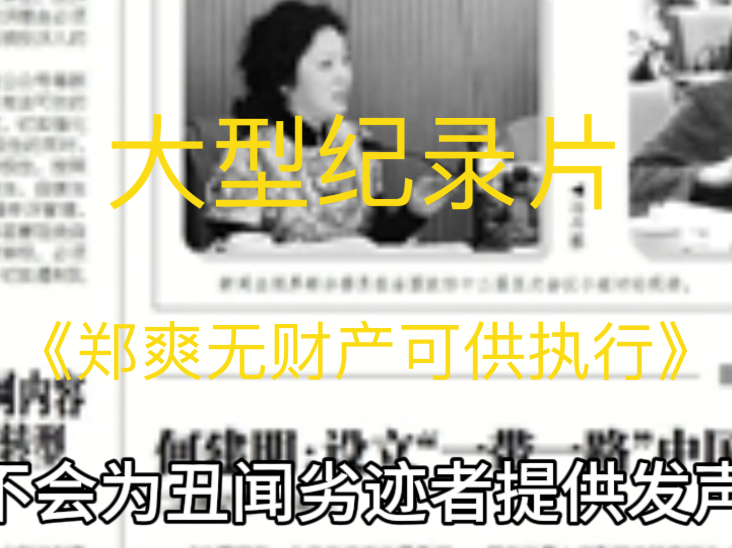 大型纪录片《郑爽无财产可供执行》网友:“转移国外了?哔哩哔哩bilibili