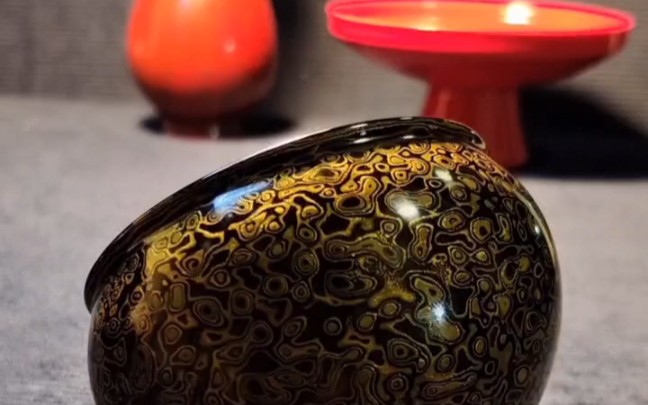 黑金犀皮漆大漆将军杯