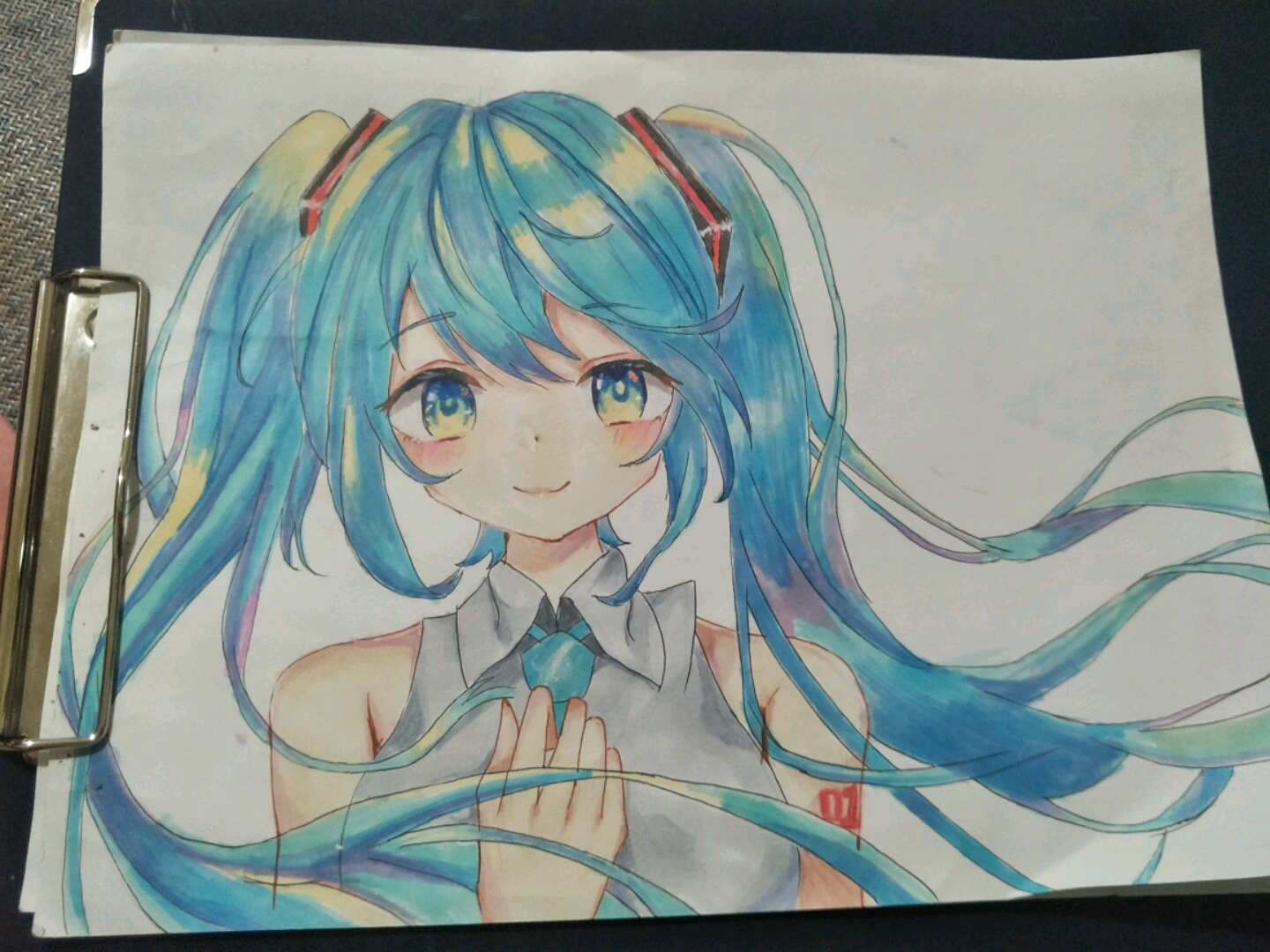 小学生手绘初音未来