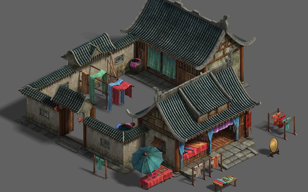 【3dmax场景制作】从0开始教你制作,古代家户人家家宅护院